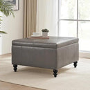 HUIMO Square Leather Storage Ottoman,Ottoman Coffee Table with Storage for Living Room (Taupe) by CozyNest Decor