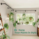 Plant Hanger Indoor with 12 Hanging Chains Hanging Planters for Indoor Plants Hanging Plant Holder Window Plant Rod Black Metal Shelves 70.8 Inch 2PCS Pot not Included by CozyNest Decor