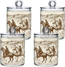 2 Pack Qtip Holder Organizer Dispenser Western Desert Cowboy Bathroom Storage Canister Cotton Ball Holder Container for Cotton Swabs/Pads/Floss by CozyNest Decor