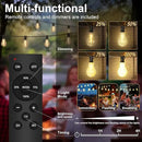 100FT Outdoor String Lights Waterproof with 64+4 Bulbs (1.5FT Bulbs Spacing), Remote & Dimmer, Commercial Patio String Lights with 3 Mode Light & Timing, 100PC Mounting Ties for Outside by CozyNest Decor
