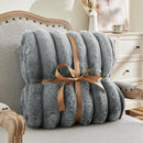 BEDELITE Faux Fur Throw Blanket for Couch, Soft and Cozy Luxurious 3D Striped Fluffy Blanket, 770GSM Thick Warm Plush Fuzzy Faux Rabbit Fur Blanket for Women Gift (Crey, 60"x 80") by CozyNest Decor