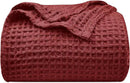 PHF Ultra Soft Waffle Weave Blanket King Size 104"x 90"- Washed Lightweight Breathable Cozy Woven Blanket for Bed - Aesthetic Decor for Couch Bedding Sofa Home Car - Wine by CozyNest Decor