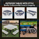 Coated Outdoor Furniture Heavy-Duty Portable Outdoor Picnic Table with Umbrella Hole, Expanded Metal Commercial-Grade Patio Dining Furniture Made in America (46" Round Top, Grey) by CozyNest Decor