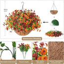 Artificial Fake Hanging Plants Flowers Basket, Faux Silk Daisy in Planter Realistic UV Resistant for Outside Home Patio Balcony Yard Spring Outdoor Decoration (Orange Brown) by GreenHaven Gardens