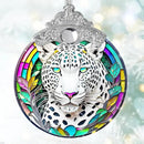 Stained Glass Suncatcher, Jocidea Leopard Ornament, Christmas Ornaments, Holidays Ornaments, Christmas Tree Decor, Leopard Decor for Home, Leopard Gifts by GreenHaven Gardens