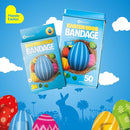 BioSwiss Bandages, Easter Egg Shaped Self Adhesive Bandage, Latex Free Sterile Wound Care, Fun First Aid Kit Supplies for Kids, 50 Count by TinyTreasures Baby Boutique