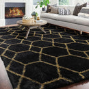 ONASAR 7x9 Area Rugs for Living Room Bedroom, Washable Large Boho Fluffy Black and Gold Throw Rug, Geometric Soft Plush Shaggy Floor Carpet for Nursery Kids Girls Boys Teen Dorm Home Decor Aesthetic by TinyTreasures Baby Boutique