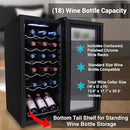 Nutrichef 18 Bottle Slim Wine Fridge | Red & White Wine Chiller | Adjustable Temperature Control 41°F to 64°F | Ultra Quiet Operation | Mini Wine Cooler for Home & Office, 30x13x17 IN by CozyNest Decor