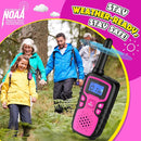 Wishouse Walkie Talkies for Kids Rechargeable Long Range,Xmas Birthday Gift for 4 5 6 7 8 9 Year Old Girls,Hiking Gear Camping Games Cool Toys with NOAA,SOS Siren,Lamp,Lanyards,Easy to Use,2 Pack by TinyTreasures Baby Boutique