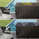 Domi Deck Box 150 Gallon, Waterproof Lockable Steel Outdoor Storage Container for Outside Cushions, Garden Tools and Pools Equipment, Brown by GreenHaven Gardens