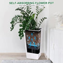 30" Tall Planters Set of 2, Outdoor＆Indoor Black Planter Pots, High Front Porch Planter Pots with Drainage Holes＆Water Level Monitor Movable Wheels ＆Inner Bucket, Automatic Watering, White by CozyNest Decor