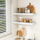 RICHFOCUS 36Inch Floating Shelves for Wall 2 Pack Shelves for Bedroom|Kitchen|Bathroom Wall Mounted Rustic Wood Floating Shelf with Invisible Brackets for Books|Storage|Decor, White by CozyNest Decor