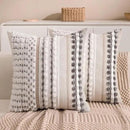 Boho Chenille Tufted Couch Throw Pillow Covers 18x18 Inch Set of 2 Farmhouse Striped Decorative Pillow Covers Accent Neutral Square Pillowcase Grey Cushion Covers for Livingroom Sofa Bed by CozyNest Decor