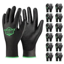OKIAAS Men's Ultra-Thin and Lightweight Working Gloves with Grip, 12 Pairs, Black, Medium by GreenHaven Gardens