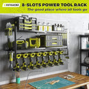 KAFAHOM Power Tool Organizer for Tool Storage, 8 Drill Holder Wall Mount, Tool Holder and Storage Rack for Garage Organization, Heavy Duty Metal Tool Shelf with Air tool/Screwdriver/Hammer Holder by GreenHaven Gardens