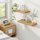 Fun Memories 24 Inch Floating Shelves for Wall, 9 Inch Deep Oak Rustic Wood Wall Mounted Shelves for Bathroom, Kitchen, Living Room, Set of 2 by CozyNest Decor