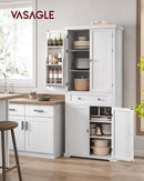 VASAGLE Pantry Cabinet, 71.7-Inch High Freestanding Tall Cupboard Storage Cabinet with a Drawer, 2 Cabinets, 4 Adjustable Shelves, 6 Door Shelves, for Living Room, Kitchen, White UBBC561P31V2 by CozyNest Decor