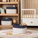 UBBCARE 4 Pack Baskets for Organizing, Woven Storage Baskets with Label for Toys and Towel, Rectangle Cotton Rope Basket with Handles, 15''L x10''W x9''H, Navy Blue&White by TinyTreasures Baby Boutique