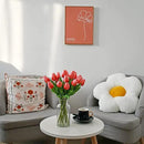 Mandy's Artificial Tulips 20 Stems Coral PU Faux Flowers for Wedding Home Decor 13.5 Inch by CozyNest Decor
