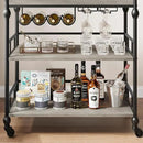 GarveeHome Bar Cart, Bar Carts for The Home, 3 Tier Serving Cart with Wheels, Home Bar & Serving Carts, Metal Rolling Cart with Wine Rack & Removable Tray for Kitchen, Dining Room, Living Room-Grey by CozyNest Decor