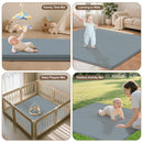 Baby Play Mat 47x47 Inches, Extra Thick 1.2" Foam Floor Mat for Tummy Time & Crawling, Waterproof Non-Slip Faux Leather Playpen Mat for Infants Toddlers, Indoor Outdoor Gym Activity, Blue by TinyTreasures Baby Boutique