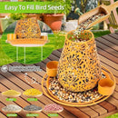 Mushroom Solar Bird Feeders for Outdoors Hanging Metal Wild Bird Feeder Garden Lantern with S Hook for Garden Decoration Orange by CozyNest Decor