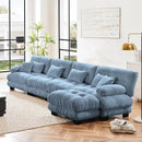 Modular Sectional Sofa, Comfy Cloud Couch 4 Seater Couch with Ottoman, Sectional Couches for Living Room, Modern Chenille L Shaped Couches, Sleeper Deep Seat Sofa with Throw Pillows, Blue by CozyNest Decor