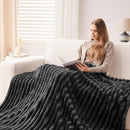 NEWCOSPLAY Super Soft Throw Blanket Grey Premium Silky Flannel Fleece 3D Ribbed Jacquard Lightweight Bed Blanket All Season Use (Grey Ribbed, Throw(50"x60")) by CozyNest Decor