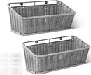 GRANNY SAYS Wicker Hanging Basket, 2 Pack Storage Baskets for Cabinet, Wall Mount Fruit Basket for Kitchen, Adhesive Bathroom Cabinet Organizer, Pantry Organizers and Storage, Gray by GreenHaven Gardens