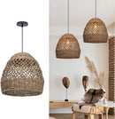 Arturesthome Woven Pendant Light, Modern Boho Hanging Lamp with Handwoven Rattan Shade, Farmhouse Coastal Pendant Light Fixtures for Kitchen Island, Dining Room, Bar, Foyer Hallway D 13.7in by GreenHaven Gardens