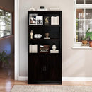 70 Inch Tall Bookcase with Doors, Library Office Bookshelf with Adjustable Shelves, Floor Standing Storage Cabinet for Bedroom Living Room Organizer with Anti Tipping Kit, Dark Cherry Finish by CozyNest Decor