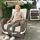 5 Pieces Outdoor Patio Furniture Sets with Rocking Swivel Chairs with 6-inch Thick Cushion and Fire Pit Table for Deck Lawn by GreenHaven Gardens