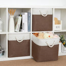 Bidtakay Collapsible Rustic Cube Storage - Brown Cloth Baskets with Handles, 13x13x13 Inch, Set of 3 Fabric Storage Bins by TinyTreasures Baby Boutique