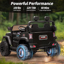 2 Seater Ride on Car Truck, 12V Kids Electric Ride on Toy for Big Kids Age 3-8 w/Remote Control- Black by TinyTreasures Baby Boutique