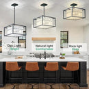 IKK Modern Foyer Chandelier, Black Crystal Chandelier for Dining Room, Square Entryway Light Fixture Hanging, Easily Adjustable Height Glass Chandeliers for Kitchen Island, Elegant Water Ripple by CozyNest Decor