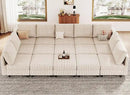 Belffin Large 15 Seat Modular Sectional Sofa with Storage Seat Corduroy Sleeper Sectional Sofa Bed Oversized Convertible Modular Couch for Living Room Beige by CozyNest Decor