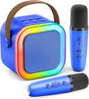 Mini Karaoke Machine for Kids Adults, Portable Karaoke Microphone Singing Speaker Bluetooth Karaoke Player with 2 Wireless Mic, Birthday Gifts for Girls Boys 4-12 Year Old, Family Home Party(DeepBlue) by TinyTreasures Baby Boutique