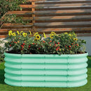 Land Guard 18“ Tall 4×2ft Galvanized Raised Garden Bed Kit, Galvanized Planter Garden Boxes Outdoor, Oval Large Metal Raised Garden Bed for Vegetables……… (Lime Green, 4×2×1.5ft) by GreenHaven Gardens