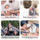 TANOFAR Car Seat Cover Baby, Carseat Covers Baby Boy Girl, Peekaboo Opening Infant Car Seat Cover for Winter, Warm & Cozy, Blue Floral by TinyTreasures Baby Boutique