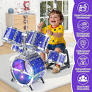 Upgraded Kids Drum Set for Toddlers 1-3, Kids Jazz Drum Ages 3-5, Star Light up Musical Instrument Toys for Boys Girls 2-5 4-6 5-7 ( All Plastic) by TinyTreasures Baby Boutique