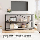 LVB Farmhouse Industrial Console Table, Wood Metal Foyer Entryway Sofa Tables with Storage, 3 Tier Long Rustic Entry Table TV Stand with Shelves for Home Living Room Hallway, Light Grey Oak, 55 Inch by CozyNest Decor