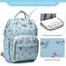 Diaper Bag Backpack for Women, Baby Bags for Girls,Diaper Bag with Changing Pad, and Insulated Pockets-Blue Flowers by TinyTreasures Baby Boutique