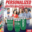 Personalized Tumbler, Vacuum Insulated Travel Coffee Mug 20oz, Gifts for Him, Father’s Day Gift, Keeps Drink Cold and Hot, Closing Lid Included (Green) by TinyTreasures Baby Boutique