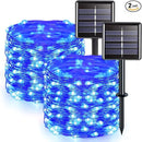 JMEXSUSS 2 Pack Blue Solar String Lights Outdoor Waterproof, Each 33ft 100 LED Solar Fairy Lights, 8 Modes Copper Wire Mini Christmas Light for Outside Patio Garden Tree Christmas Decorations by GreenHaven Gardens