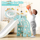 67i Toddler Slide for Indoor & Outdoor Play with Basketball Hoop, Anti-Slip Steps, 46.8in Baby Climber (Green) by TinyTreasures Baby Boutique