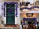 RECUTMS Halloween Maple Leaf Garland with Purple Lights - Black Artificial Leaves Decor for Home Mantle, Stairs, Indoor/Outdoor - 2 Pack by CozyNest Decor