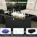 5 Pieces Outdoor Patio Furniture Sets with Rocking Swivel Chairs with 6-inch Thick Cushion and Fire Pit Table for Deck Lawn by GreenHaven Gardens