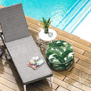 LVTXIII Outdoor/Indoor Round Inflatable Ottoman, All Weather Patio Footstool, Portable Footrest Seat for Patio Garden, Camping or Home, 21"x21"x9", Swaying Palms Green by CozyNest Decor