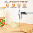 ComSaf Airtight Glass Food Storage Jars Set of 6, 0.6 Qt Clear Glass Food Storage Container with Sealing Wooden Lid, Stackable Spice Jar, Round Kitchen Canister for Sugar, Tea, Coffee bean, Pasta, Oat by CozyNest Decor