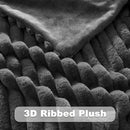 NEWCOSPLAY Faux Fur Throw Blanket Grey 3D Ribbed Plush Thick Warm Blanket for Couch Sofa Bed 850GSM (Grey Ribbed, Throw(50"x60")) by CozyNest Decor